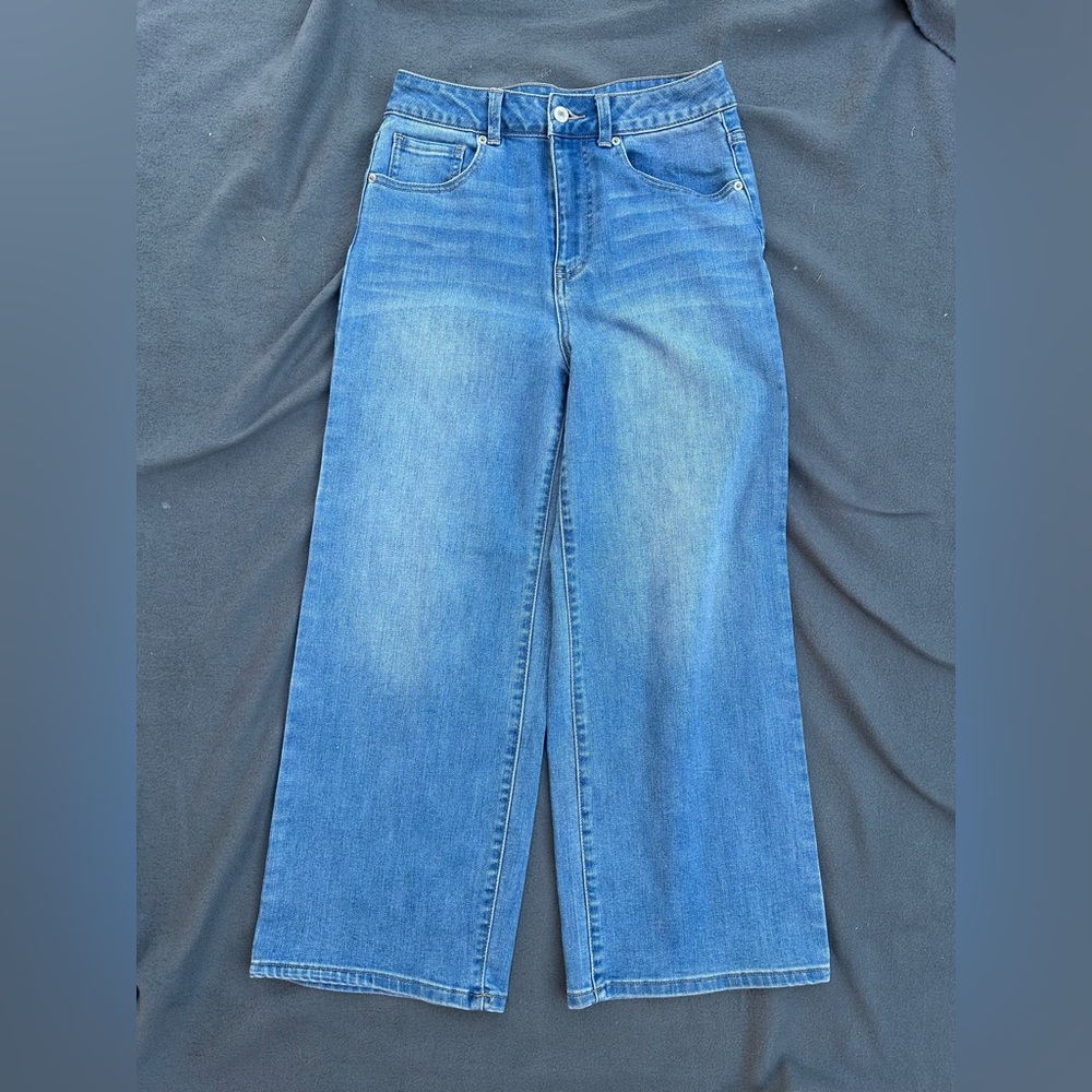 Blue Flare Wide-Leg Jeans